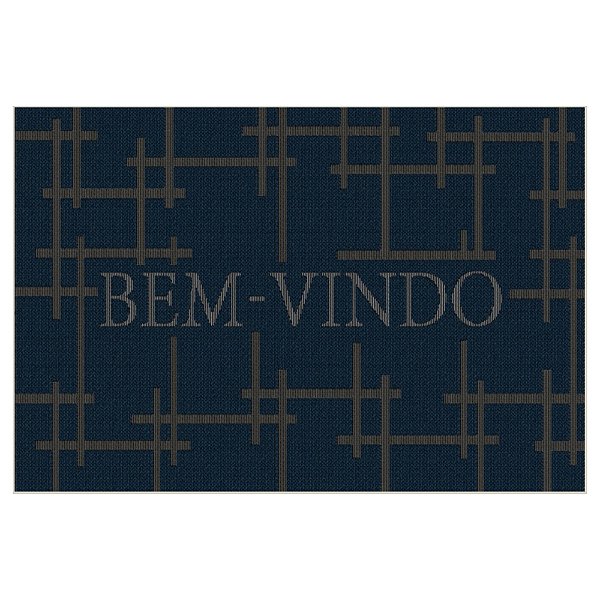 Tapete De Porta  Domani Cross 40x60 Cm Bem-vindo Azul-petróleo
