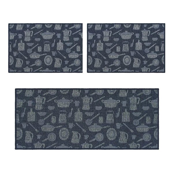 Kit Tapete 3 Peças Funcional Bistrô Azul 20 – J Serrano