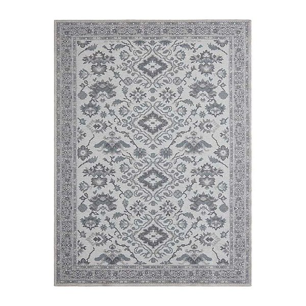 Tapete Funcional Sala / Quarto  - Tamanho 200x250  Cm- Cor Cinza/azul Claro - Medalhao - J. Serrano