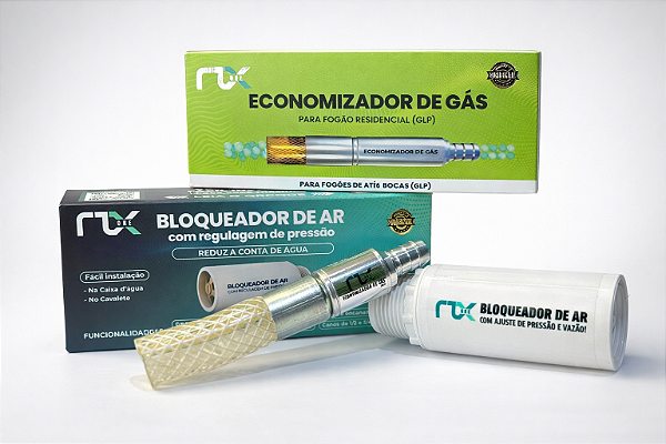 Kit Economizador de Gás GLP + Bloqueador de Ar com Regulagem | Reduz Conta de Água e Gás | RTX ONE