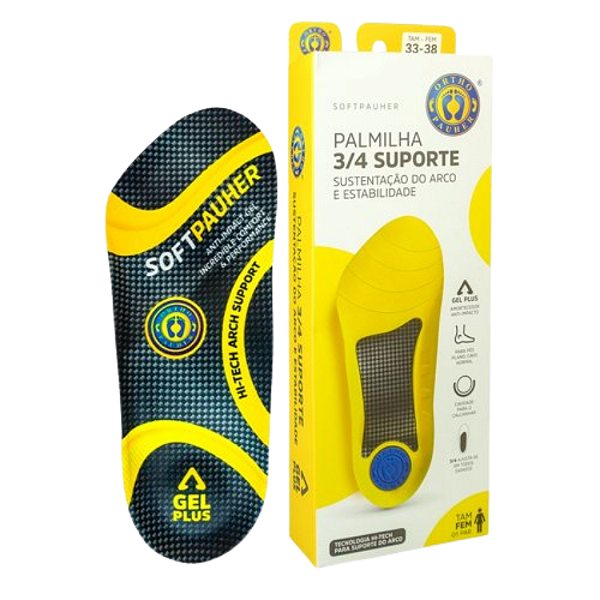 PALMILHA 3/4 ORTOPEDICA SUPORTE SOFTPAUHER - 33-38 - AMARELO - FEMI