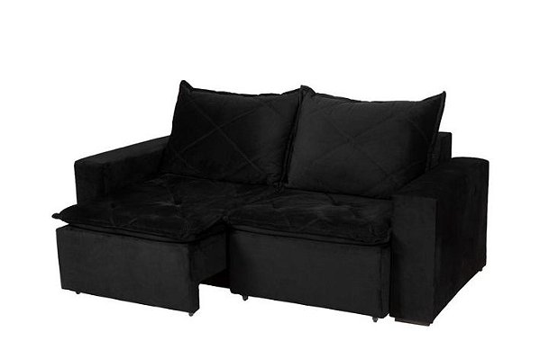 SOFA RETR DUBAI 184CM - LISO PRETO - AREZZO