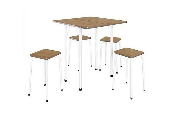 MESA DOBRAVEL ASTI MADEIRADO BORDA MEL C/4 BANQ - BONAVITA