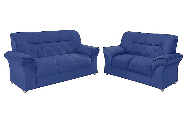 SOFA CJ 3X2 LUG CAETE/2084 VEL AZUL/D 2077 - LUFER