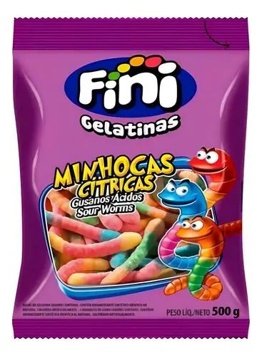 BALA FINI GELATINAS AZEDINHAS MINHOCAS 500G