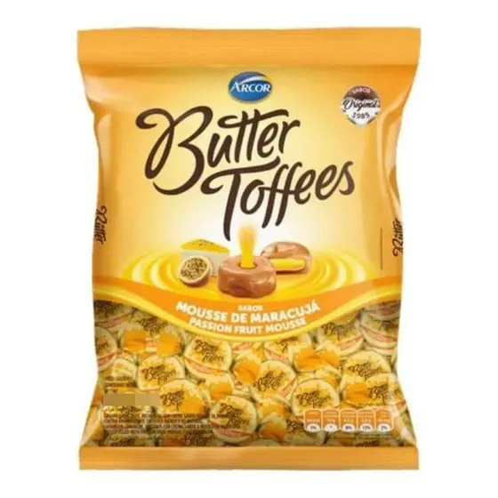 BALA ARCOR BUTTER TOFFEES MOUSSE DE MARACUJÁ