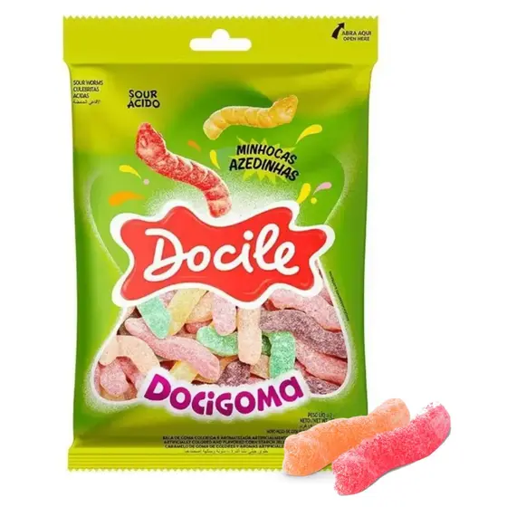 GOMA DOCILE DOCIGOMA MINHOCAS AZEDINHAS 190G