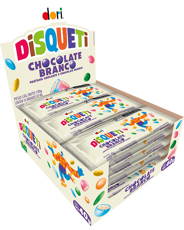 DISQUETI CHOCOLATE BRANCO DORI CX18UNDS/40G