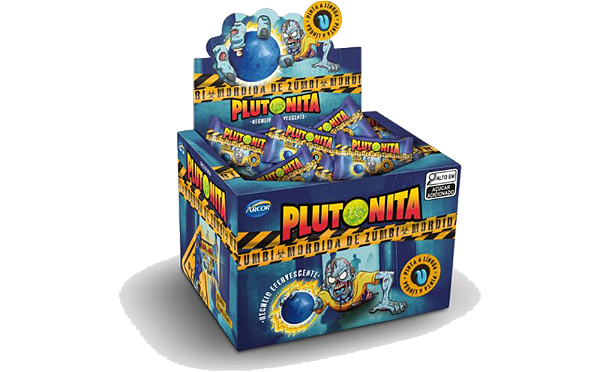 CHICLE PLUTONITA MORDIDA ZUMBI RECHEIO EFERVESCENTE ARCOR CX40UNDS