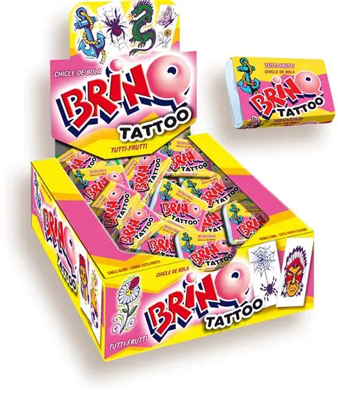 CHICLE BRINQ TOFFANO TATTOO TUTTI-FRUTTI 100UNDS