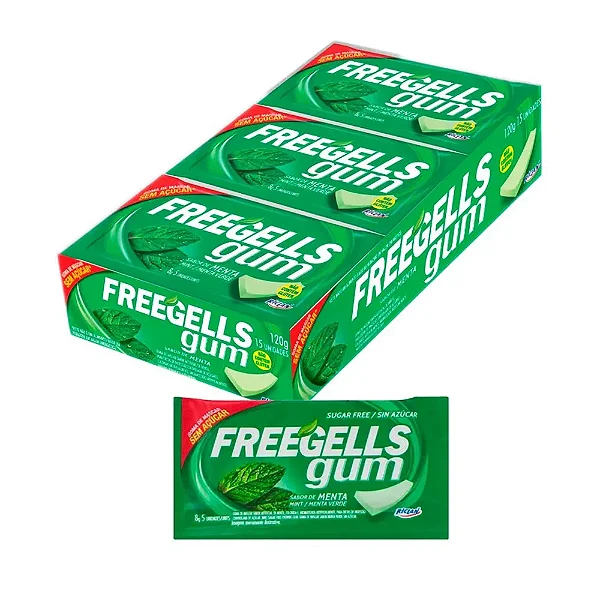 CHICLETS FREEGELLS GUM MENTA CX15 UNDS