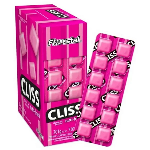 CHICLE CLISS TUTTI-FRUTI FLORESTAL CX12UNDS