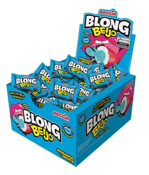 CHICLE PECCIN BLONG BEIJO MENTA E MORANGO CX40UNDS
