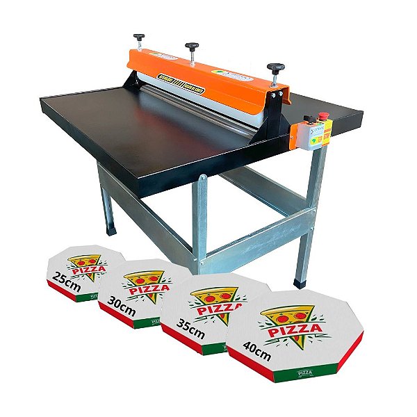 Kit Fábrica de Caixas de Pizza - Corte e Vinco Elétrica de 100cm + 4 Facas de Caixas 25+30+35+40cm