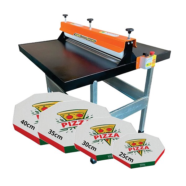 Kit Fábrica de Caixas de Pizza - Corte e Vinco Elétrica de 100cm + 4 Facas de Caixas P, M, G e GG