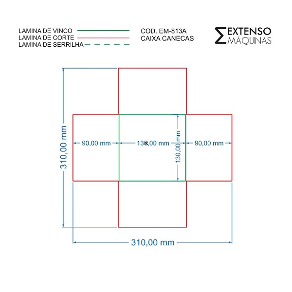 Faca de Corte e Vinco Caixa Cartonada de Caneca