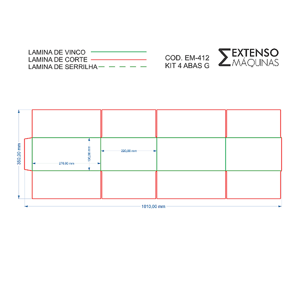 Facas de Corte e Vinco Caixa Fechamento 4 Abas G