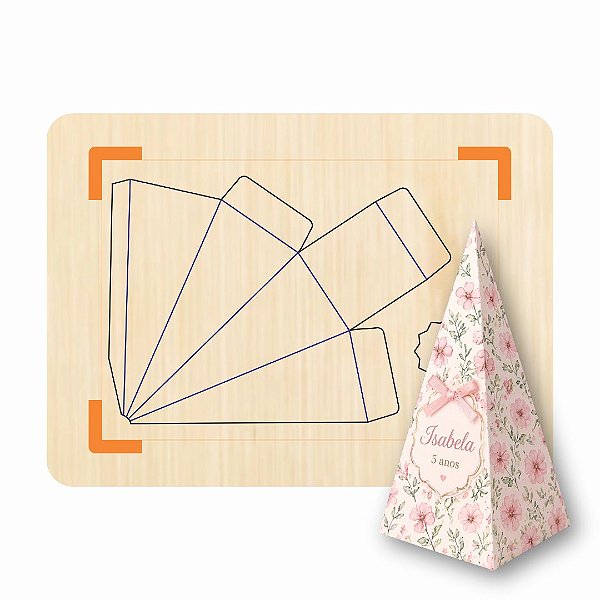 Faca de Corte e Vinco Caixa Cone com TAG Flor - Folha A4