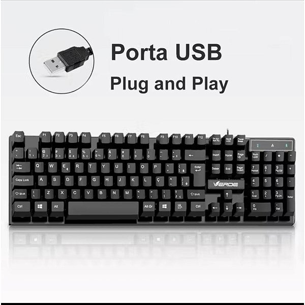CONJUNTO CONTENDO TECLADO E MOUSE DE PLASTICO COM FIO