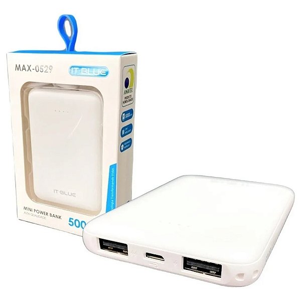 CARREGADOR PORTATIL POWER BANK 5000 - IT-BLUE - MAX-0529