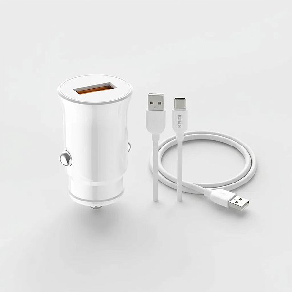 CARREGADOR VEICULAR TURBO QC 3.0 18W TIPO C - KAIDI - KD-501C-01