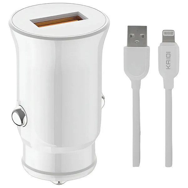 CARREGADOR VEICULAR TURBO QC 3.0 18W TIPO A - KAIDI - KD-501A