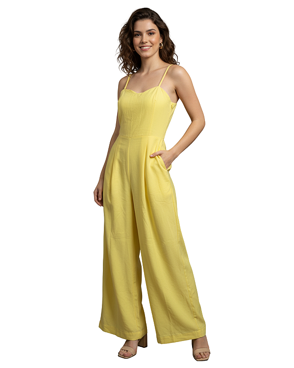 Macacão Longo Amarelo Elegante