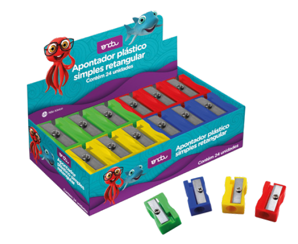 Apontador Plástico Simples Retangular c/24 - ONDA