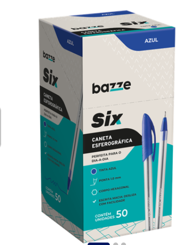 Caneta Esferográfica Six - Azul - 1.0mm - un - BAZZE