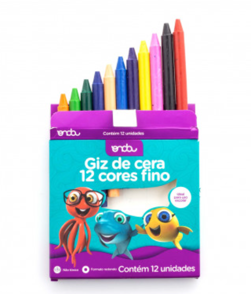 Giz de Cera 12 Cores Fino - ONDA