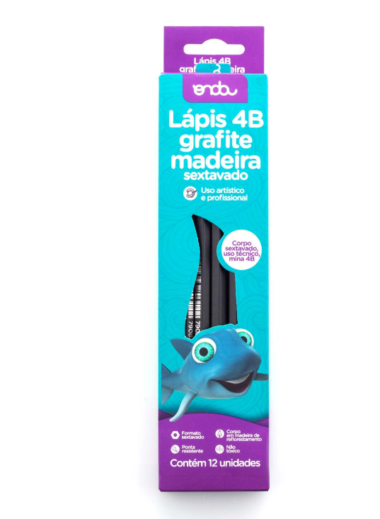 Lápis Grafite Madeira Sextavado 4B caixa com 12 - ONDA