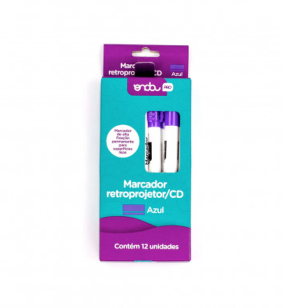 Marcador Retroprojetor / CD azul com 12UN - ONDA