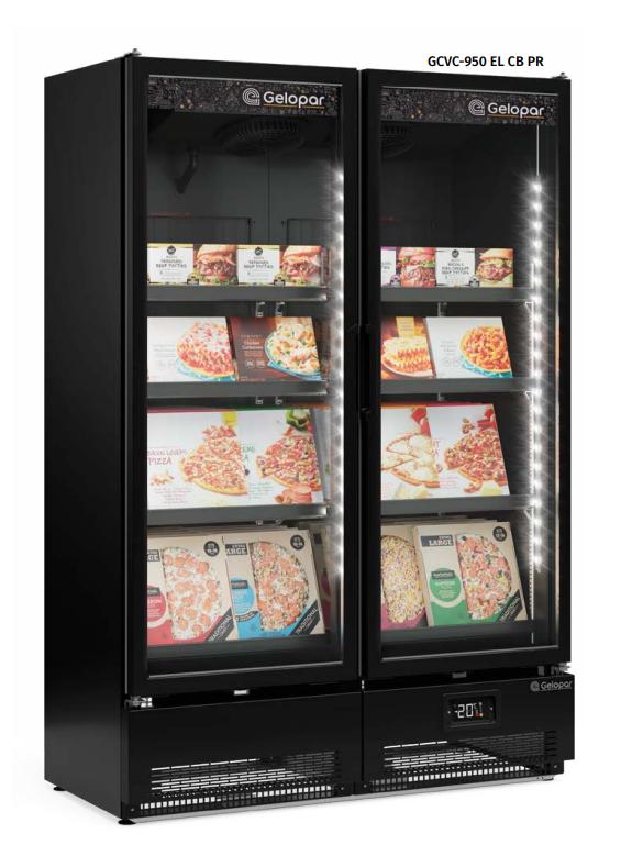 EXPOSITOR VERTICAL 02 PORTAS GCVC-950 EL CONG CARBON 220V GELOPAR