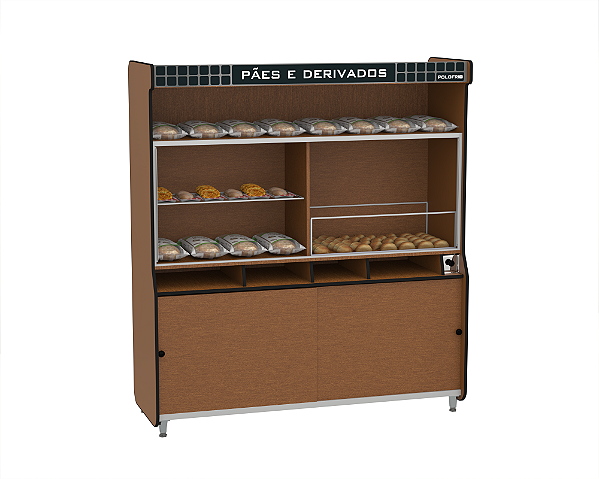 VITRINE BUFFET CONJUGADA EXPOSITORA DE PAES 1,90M POLOFRIO