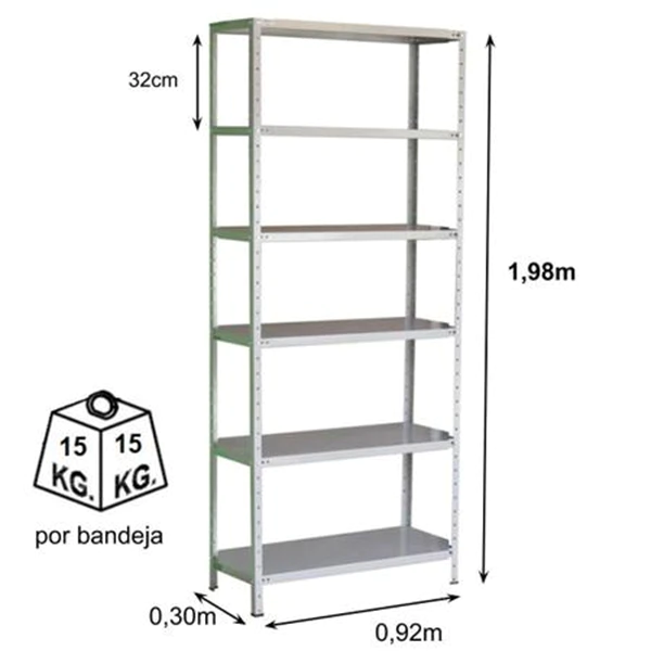 ESTANTE 1980X920X300 06 PRAT CINZA CRIST AMAPA
