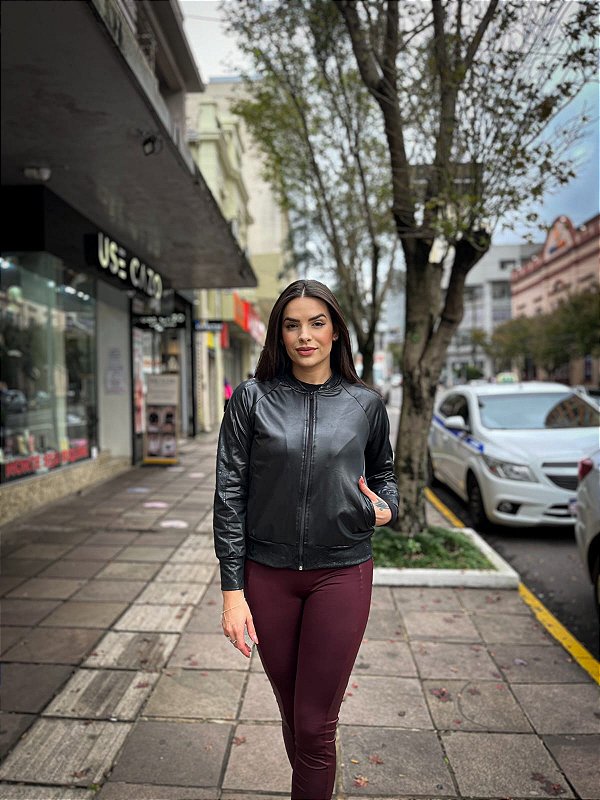 Jaqueta Bomber fem cirrê Upman Preto 228RT
