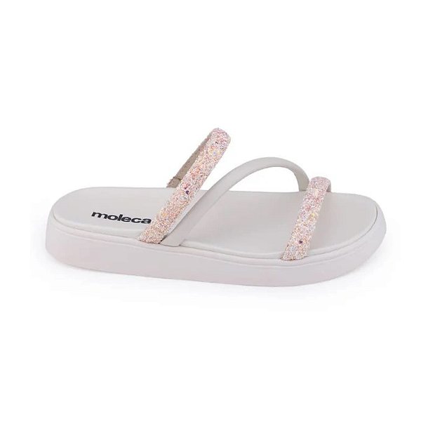 Sandália Moleca 5469.121 Creme/Champanhe/Aurora Boreal/Branco Off
