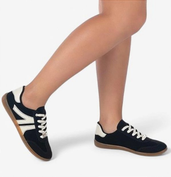 Tenis Moleca 5605.472 Nobuck Preto Branco Off