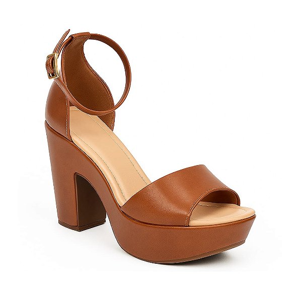 Sandália Anabela Bebecê T5118-153 egeu pecan/ comfy nud