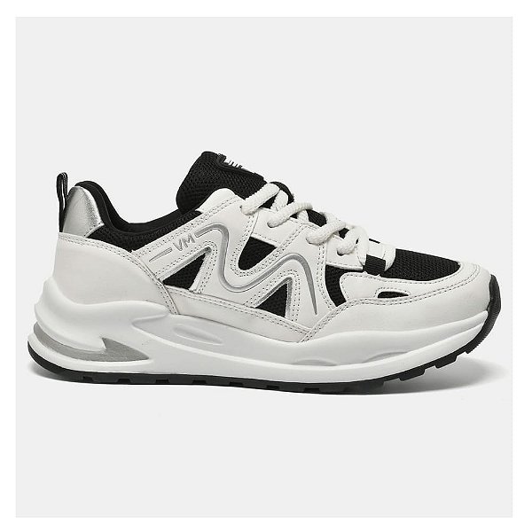 TENIS VIAMARTE 322-001-02 BRANCO/PRETO/PRATA