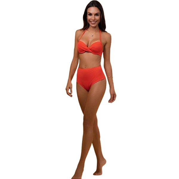 Busto Embelleze liso com bojo meia taça transpassado e tiras finas 40B.9652 - Tomate