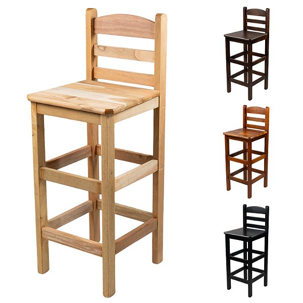 Banqueta Alta de Madeira Maciça Bar Restaurante Bistrô