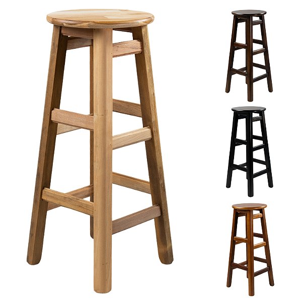 Banqueta Alta Madeira Maciça 75cm Bar Cozinha Bistrô