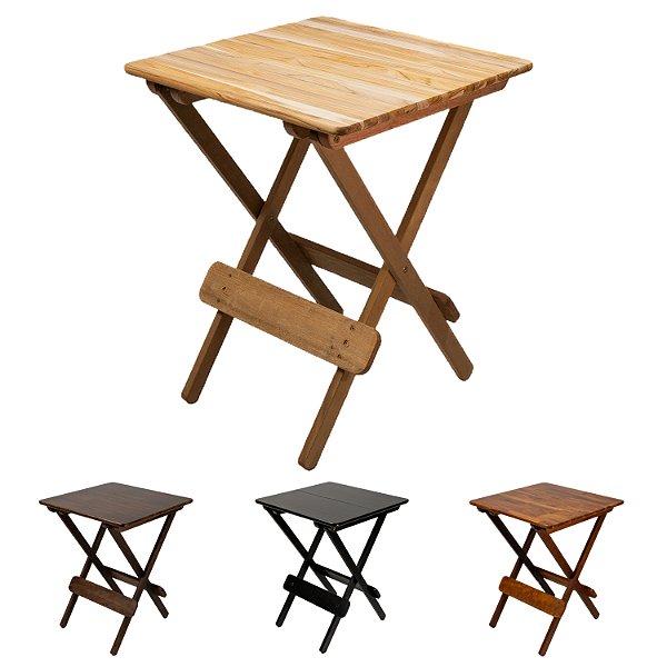 Mesa Dobrável Madeira Maciça 60x60cm Tampo Liso