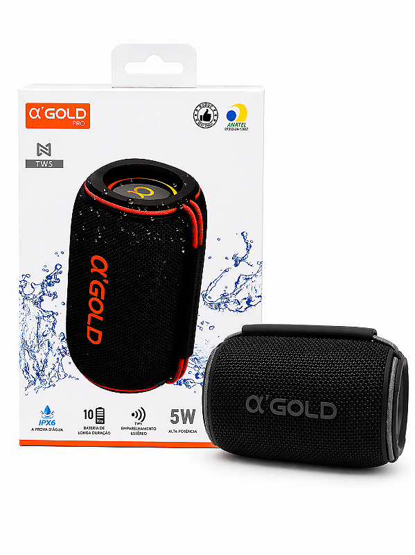 Caixa de Som Bluetooth SM33B α’GOLD 5W Portátil IPX6 Resistente à Água