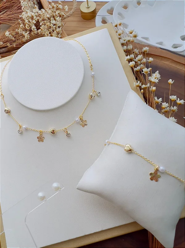 Conjunto Infantil Folheado a Ouro Pérola