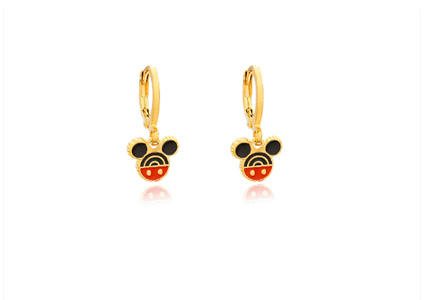Brinco Argola Mickey Folheado Ouro 18K