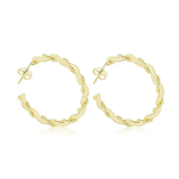 Brinco de Argola com Fios torcidos Folheado 18 K