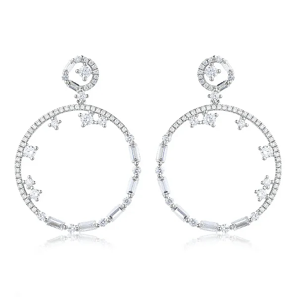 Brinco Festa Pedras Zircônias Folheado a Prata 925