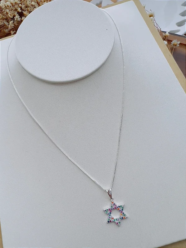 Colar Folheado a Prata Microzirconia Estrela